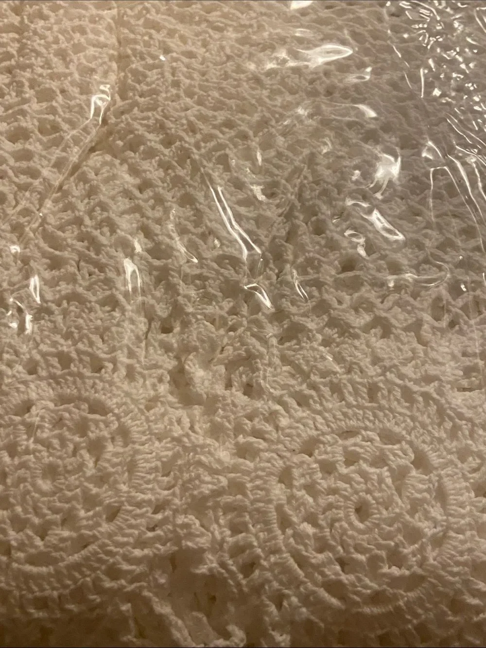 Hand Crochet Lace Tablecloth - Classic White Size 68X122”